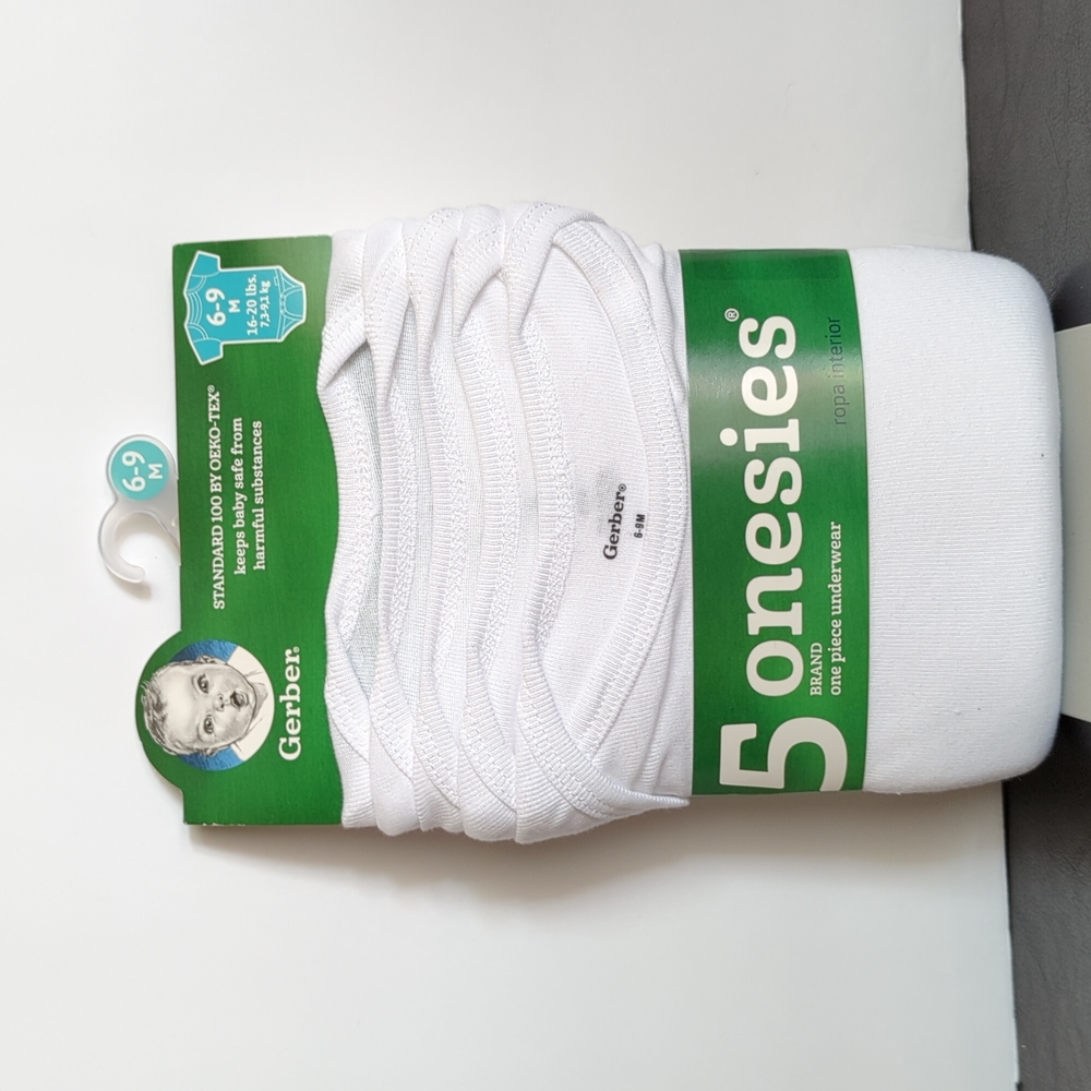Gerber size 6-9 months white onesies